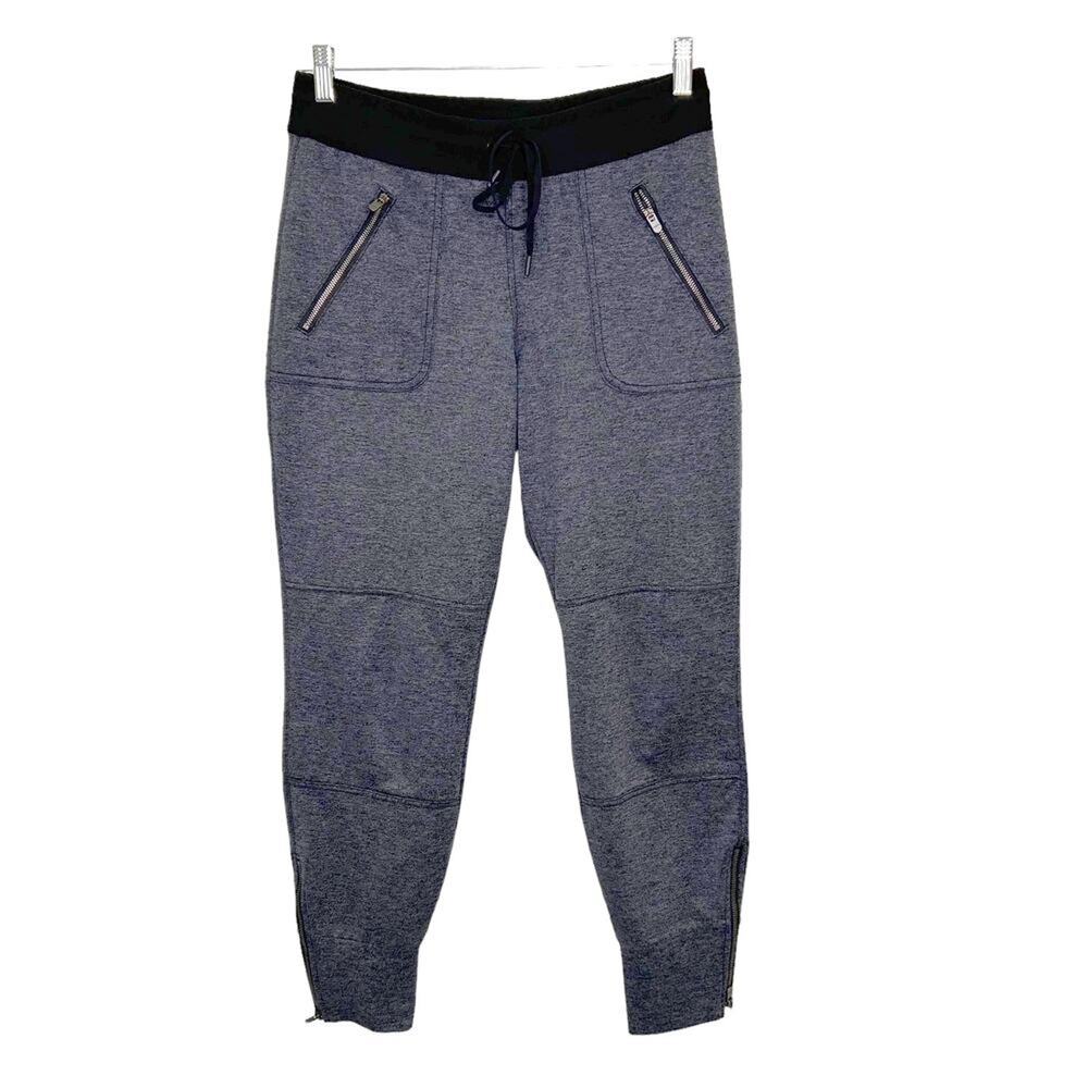 Athleta Gray Heather Jogger Sweatpants Zippered Pockets Ahtleisure Lounge